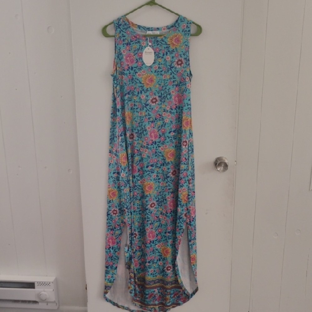 Floral Maxi Dress in Blue and Pink